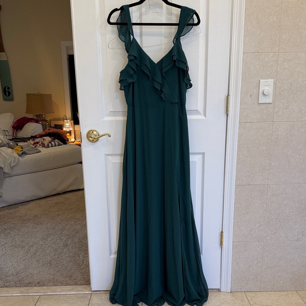 Lulus Elegant Green Ruffle Maxi Dress